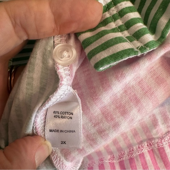 💥Koolaburra by UGG Notch Collar Print Block Pajama Shirt Top Womens 2X, stripes - Picture 5 of 11